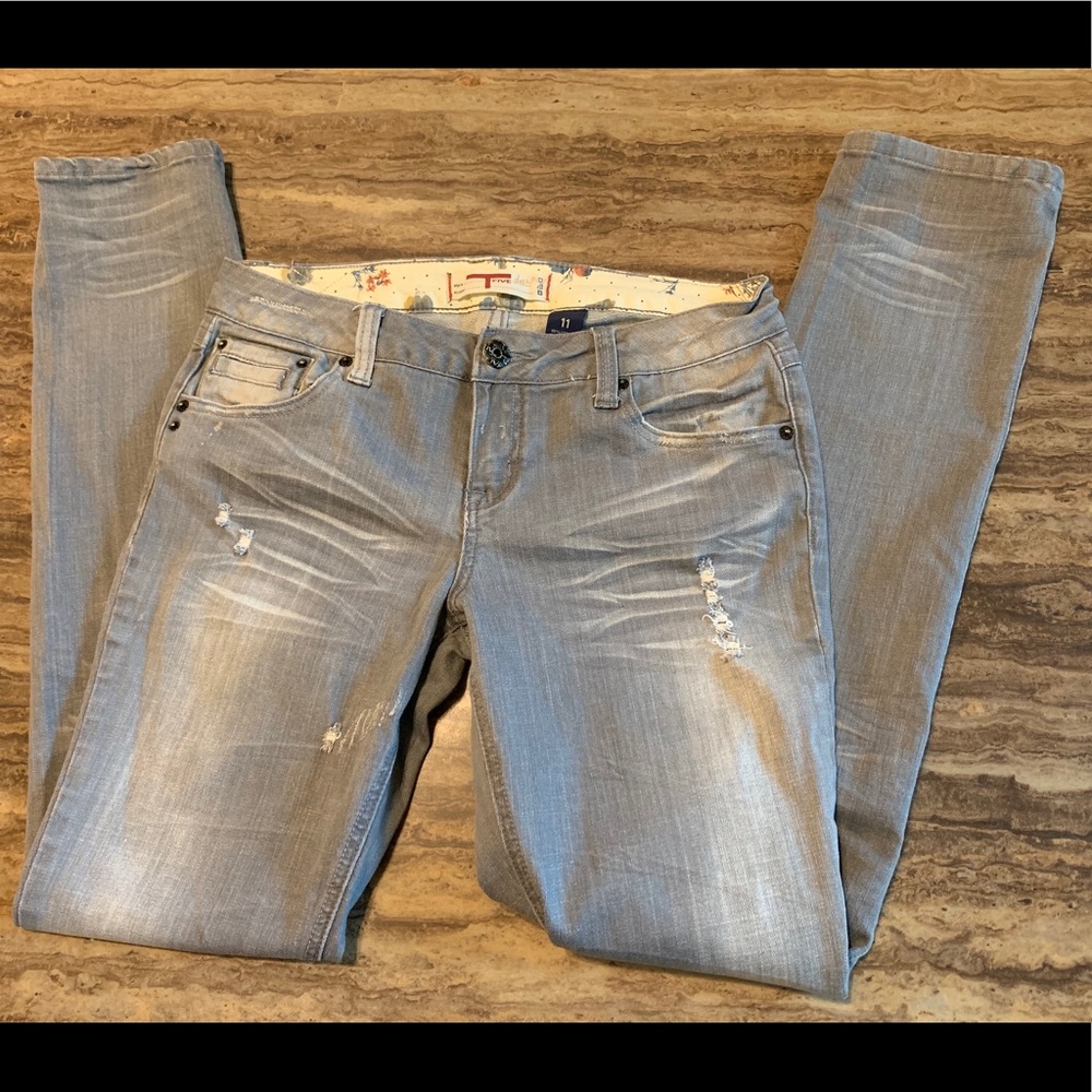 Distressed T-FIVE GREY DENIM JEANS SZ 11